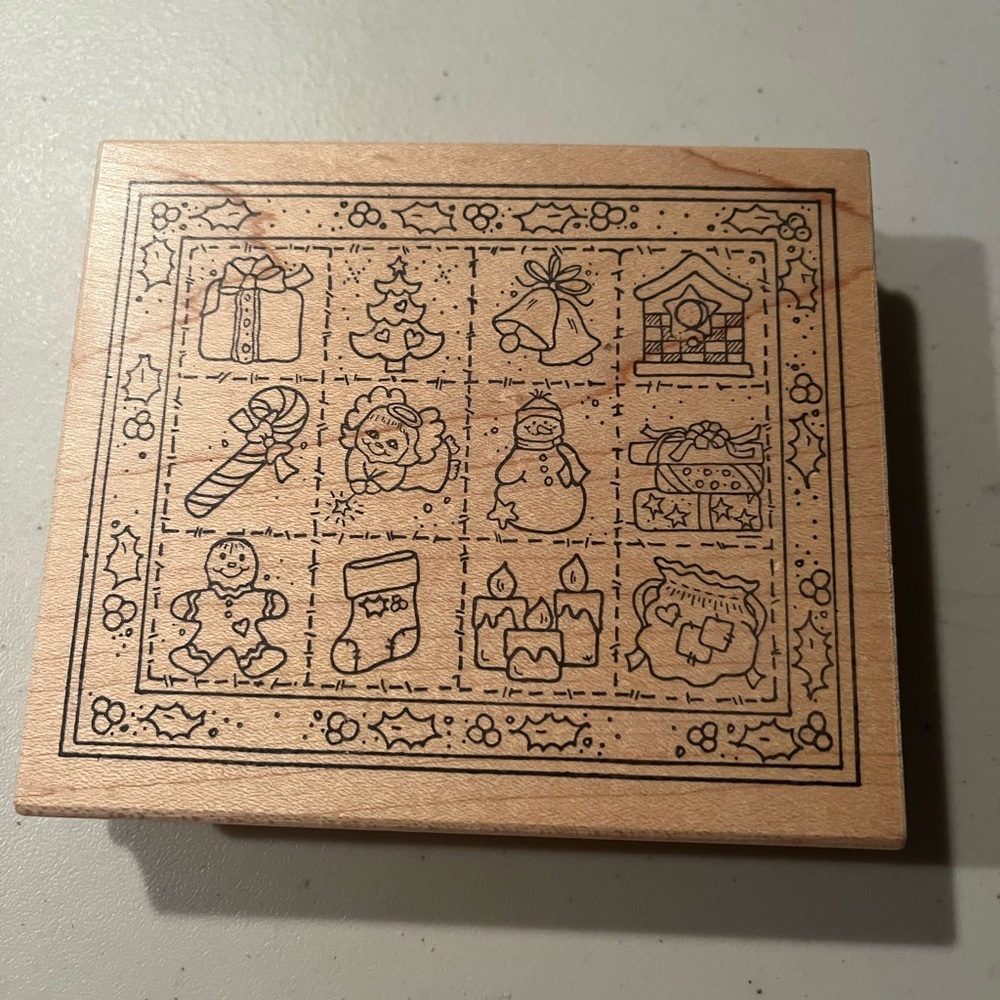 Wooden Holiday Stamp Block